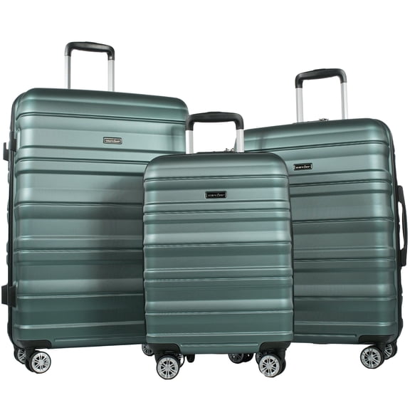 Tripcomp Hardside Luggage Set 3-Piece Set (21/25/29) Lightweight Suitcase 4-Wheeled Suitcase Set(Green)