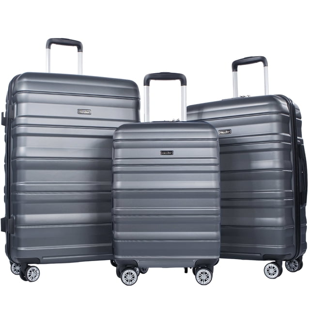 Tripcomp Hardside Luggage Set 3-Piece Set(21/25/29) Lightweight Suitcase 4-Wheeled Suitcase Set(Grey)