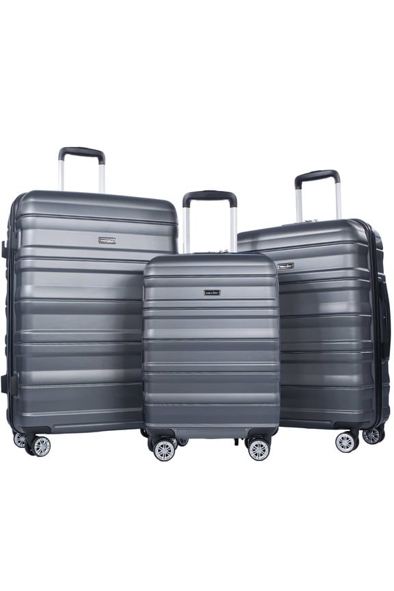 Hardside Luggage Set 3-Piece Set(21/25/29) Lightweight Suitcase 4-Wheeled Suitcase Set(Grey)