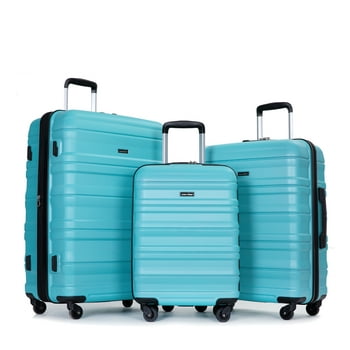 Tripcomp Hardside Luggage Set 3-Piece Set (21/25/29) Lightweight Suitcase 4-Wheeled Suitcase Set(Lake Blue)