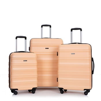 Tripcomp Hardside Luggage Set 3-Piece Set(21/25/29) Lightweight Suitcase 4-Wheeled Suitcase Set(Pink)