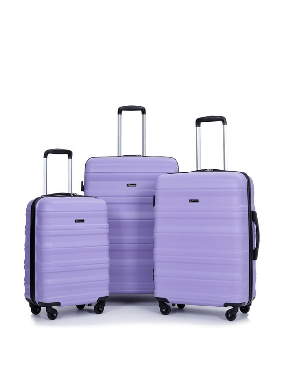 Tripcomp Hardside Luggage Set 3-Piece Set (21/25/29) Lightweight Suitcase 4-Wheeled Suitcase Set(Purple)