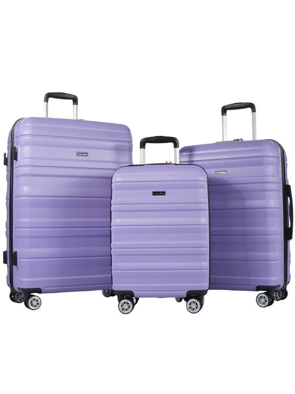 Hardside Luggage Set 3-Piece Set (21/25/29) Lightweight Suitcase 4-Wheeled Suitcase Set(Purple)