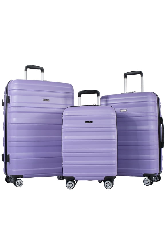 Hardside Luggage Set 3-Piece Set (21/25/29) Lightweight Suitcase 4-Wheeled Suitcase Set(Purple)