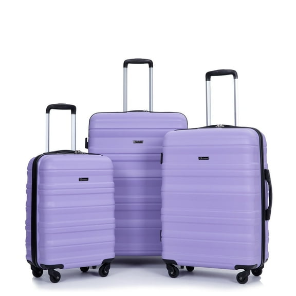 Tripcomp Hardside Luggage Set 3-Piece Set (21/25/29) Lightweight Suitcase 4-Wheeled Suitcase Set(Purple)