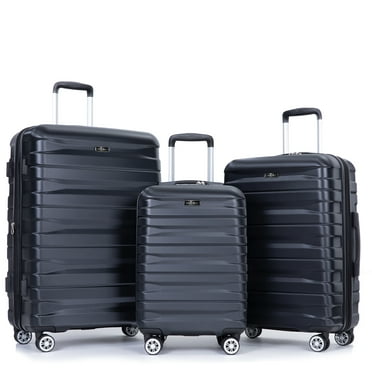 Tripcomp Hardside Luggage Set,Carry-on,Lightweight Suitcase Set of 3Piece with Spinner Wheels,TSA Lock,21inch/25inch/29inch(Black)