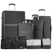 Tripcomp 7-Piece Hardside Luggage Set, Lightweight Suitcase with Spinner Wheels, TSA Lock and Travel Bag,Black