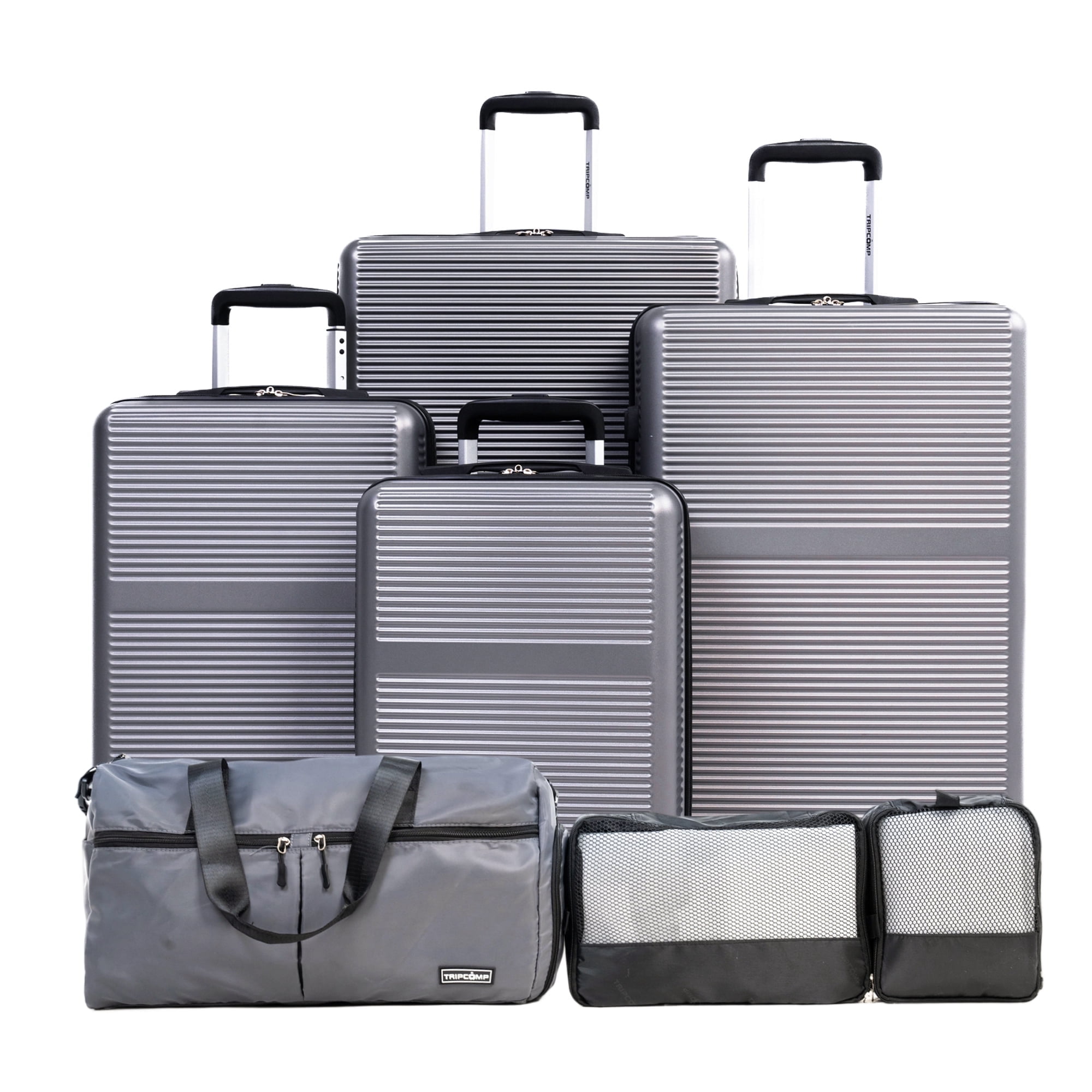 Tripcomp 7 Piece Lightweight Hardshell Luggage Set, Grey, Spinner