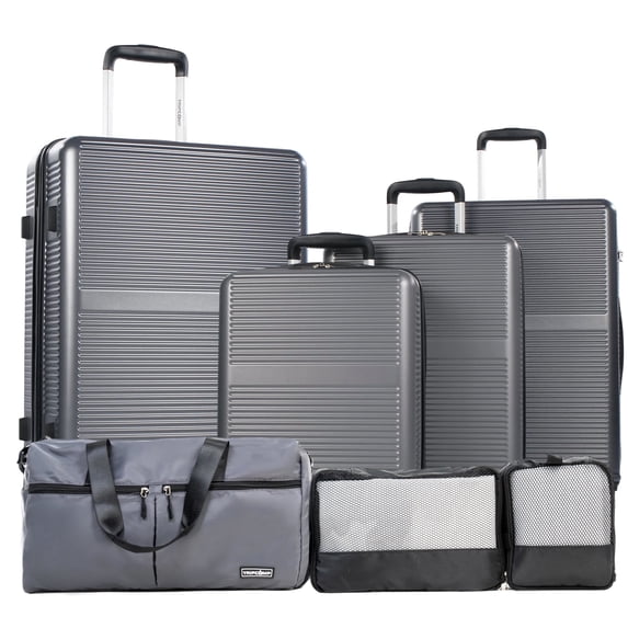Tripcomp 4-Piece Hardshell Luggage Set with Duffel Bag, 16/20/24/28-Inch Spinner Suitcases & 19" Travel Bag, TSA Lock,Grey
