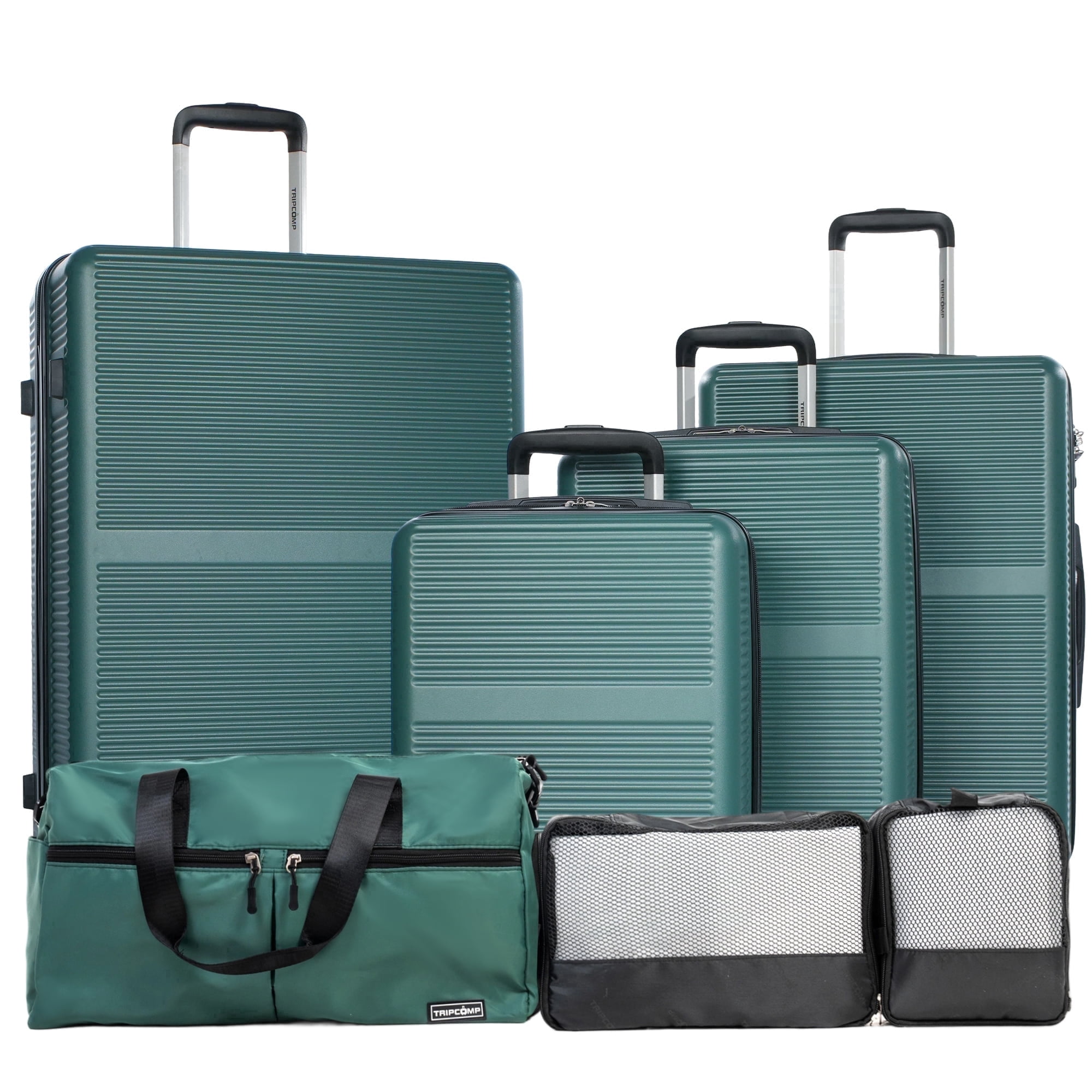 Tripcomp 7-Piece Hardside Luggage Set, Lightweight Suitcase with Spinner Wheels, TSA Lock and Travel Bag,Retro green