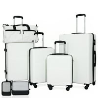 7-Piece Tripcomp Hardside Luggage Set with TSA Lock, Lightweight ABS+PC Suitcases (16/20/24/28 Inch) with 360 Degree Silent Spinner Wheels, Duffel Bag and 2 Packing Cubes (White)