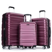 Tripcomp Hardside Luggage Set,Carry-on,Lightweight Suitcase Set of 3Piece with Spinner Wheels,TSA Lock,21inch/25inch/29inch(Wine Red)