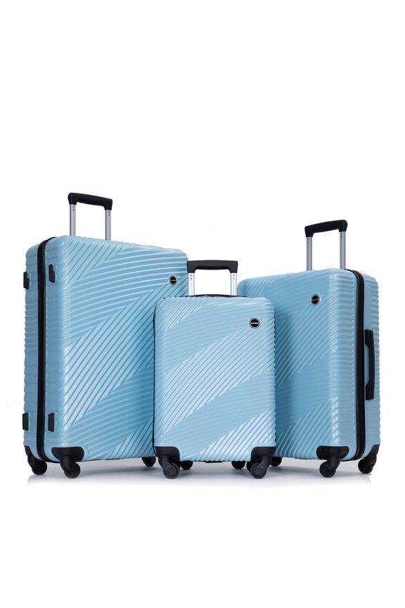 Luggage 3 Piece Set,Suitcase with Spinner Wheels Hardside Lightweight Luggage 20in24in28in.(Aqua Blue)