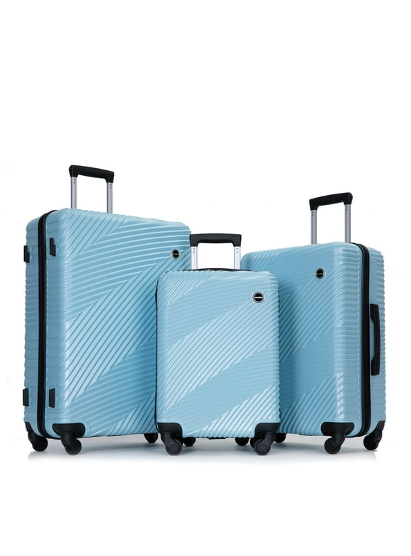 Tripcomp Luggage 3 Piece Set,Suitcase Set with Spinner Wheels Hardside Lightweight Luggage Set 20in24in28in.(Aqua Blue)
