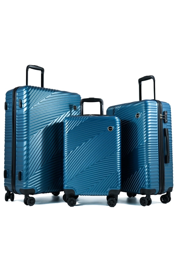 Luggage 3 Piece Set,Suitcase with Spinner Wheels Hardside Lightweight Luggage 20in24in28in.(Blue)