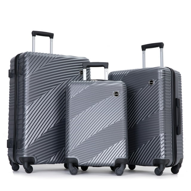 Tripcomp Luggage 3 Piece Set,Suitcase Set with Spinner Wheels Hardside Lightweight Luggage Set 20in24in28in.(Dark Grey)