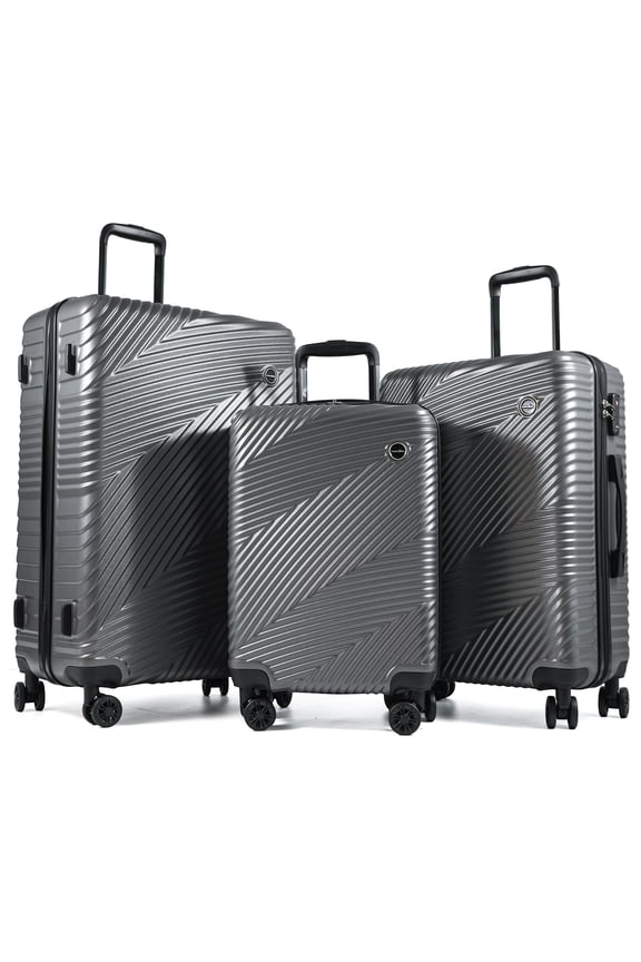 Luggage 3 Piece Set,Suitcase Set with Spinner Wheels Hardside Lightweight Luggage 20in24in28in.(Dark Grey)