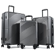 Tripcomp Luggage 3 Piece Set,Suitcase Set with Spinner Wheels Hardside Lightweight Luggage 20in24in28in.Dark Grey