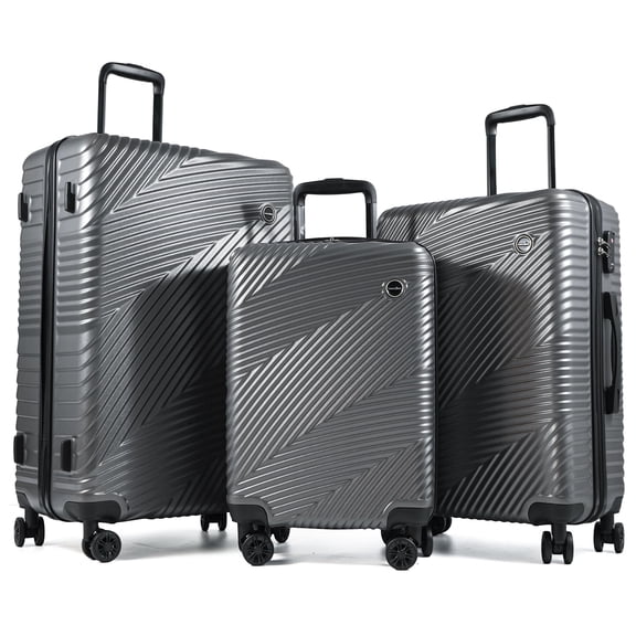 Tripcomp Luggage 3 Piece Set,Suitcase Set with Spinner Wheels Hardside Lightweight Luggage 20in24in28in.(Dark Grey)