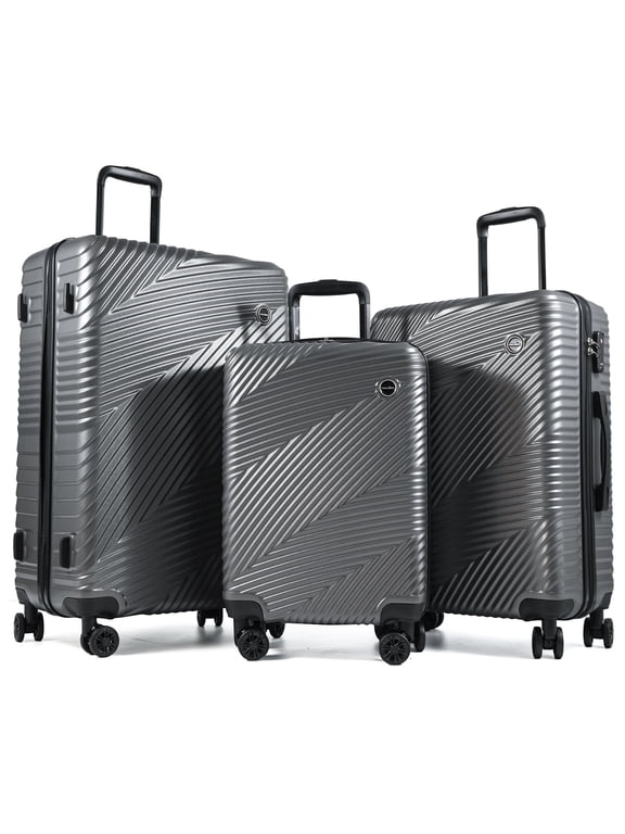 Luggage 3 Piece Set,Suitcase Set with Spinner Wheels Hardside Lightweight Luggage 20in24in28in.(Dark Grey)