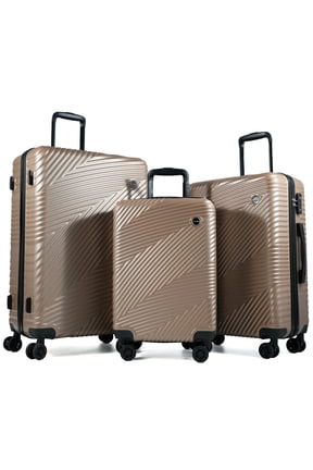 Luggage 3 Piece Set,Suitcase with Spinner Wheels Hardside Lightweight Luggage 20in24in28in.(Golden)