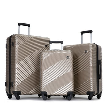 Tripcomp Luggage 3 Piece Set,Suitcase Set with Spinner Wheels Hardside Lightweight Luggage Set 20in24in28in.(Golden)