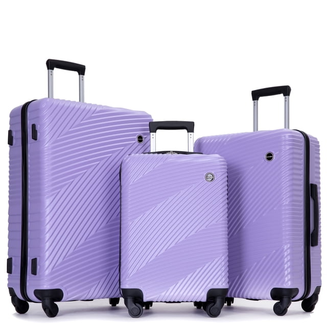 Tripcomp Luggage 3 Piece Set,Suitcase Set with Spinner Wheels Hardside Lightweight Luggage 20in24in28in.(Light Purple)