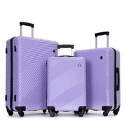 Tripcomp Luggage 3 Piece Set,Suitcase Set with Spinner Wheels Hardside Lightweight Luggage Set 20in24in28in.(Light Purple)