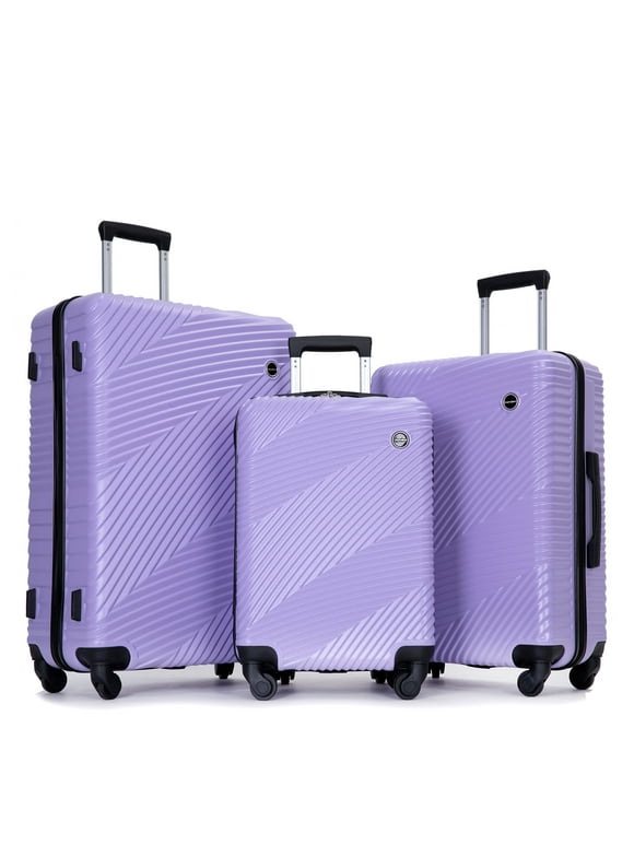 Tripcomp Luggage 3 Piece Set,Suitcase Set with Spinner Wheels Hardside Lightweight Luggage Set 20in24in28in.(Light Purple)