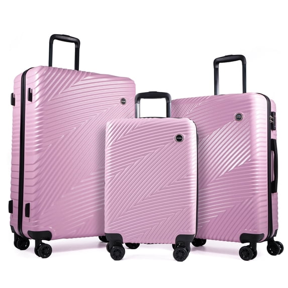 Tripcomp Luggage 3 Piece Set,Suitcase Set with Spinner Wheels Hardside Lightweight Luggage 20in24in28in.(Pink)