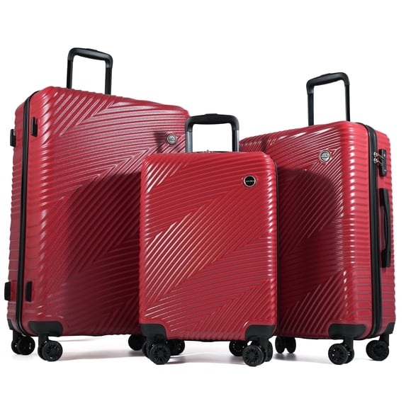 Tripcomp Luggage 3 Piece Set,Suitcase Set with Spinner Wheels Hardside Lightweight Luggage 20in24in28in.(Red)