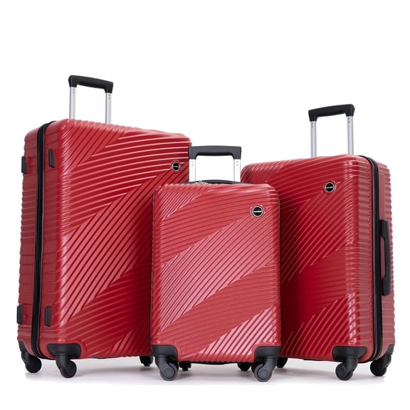 Tripcomp Luggage 3 Piece Set,Suitcase Set with Spinner Wheels Hardside Lightweight Luggage 20in24in28in.(Red)