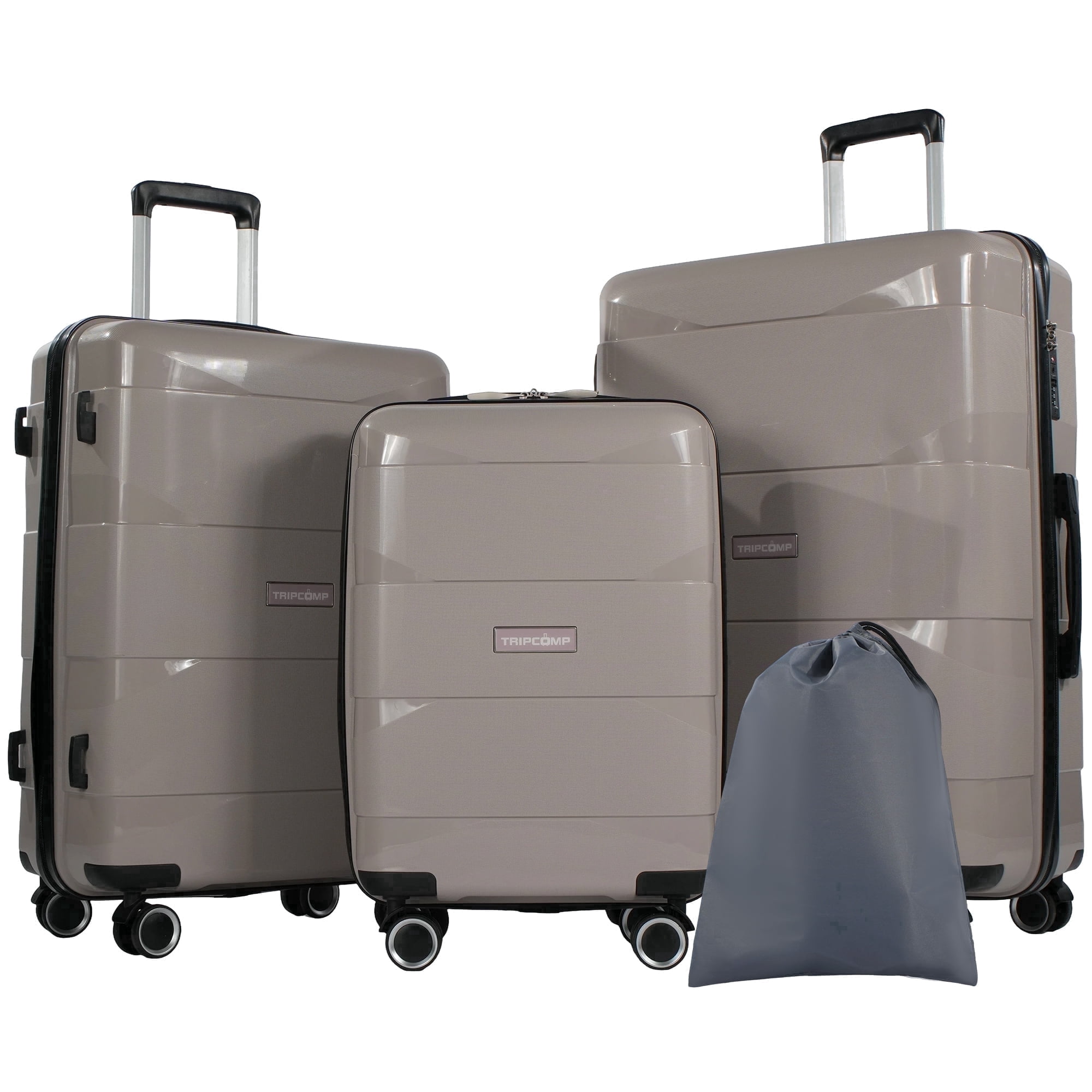 Tripcomp 3-Piece Hardside Luggage Set with TSA Lock, Spinner Wheels and Lightweight Design,  Suitcases in 20, 24 and 28 Inch Sizes,Beige