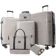 thumbnail image 1 of Tripcomp 6 Piece Hardside Luggage Set, 20/24/28 Inch Spinner Suitcase with TSA Lock, Lightweight Travel Case Includes Duffel Bag & Packing Cubes,Beige, 1 of 13