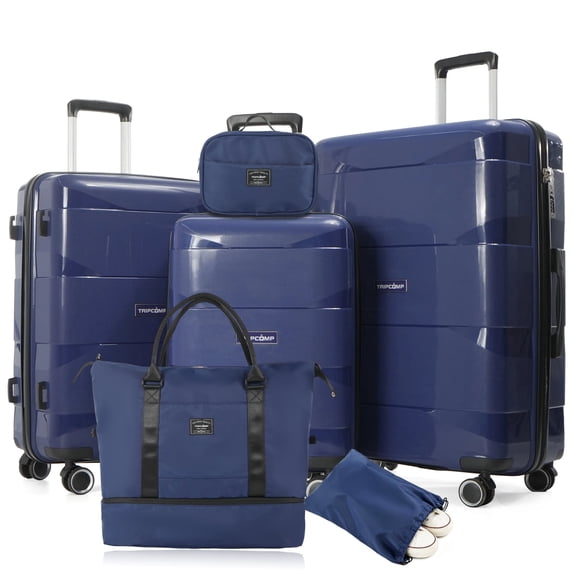 Tripcomp 6 Piece Hardside Luggage Set, 20/24/28 Inch Spinner Suitcase with TSA Lock, Lightweight Travel Case Includes Duffel Bag & Packing Cubes,Blue