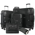thumbnail image 1 of Tripcomp 6 Piece Hardside Luggage Set, 20/24/28 Inch Spinner Suitcase with TSA Lock, Lightweight Travel Case Includes Duffel Bag & Packing Cubes,Black, 1 of 13