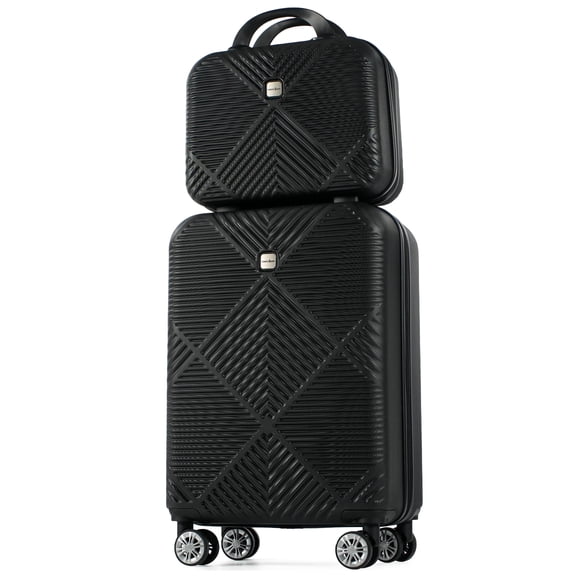 Tripcomp Luggage Sets 2 Piece Suitcase Set (14/20/)Hardside Suitcase with Spinner Wheels Lightweight Carry On Luggage(Black)