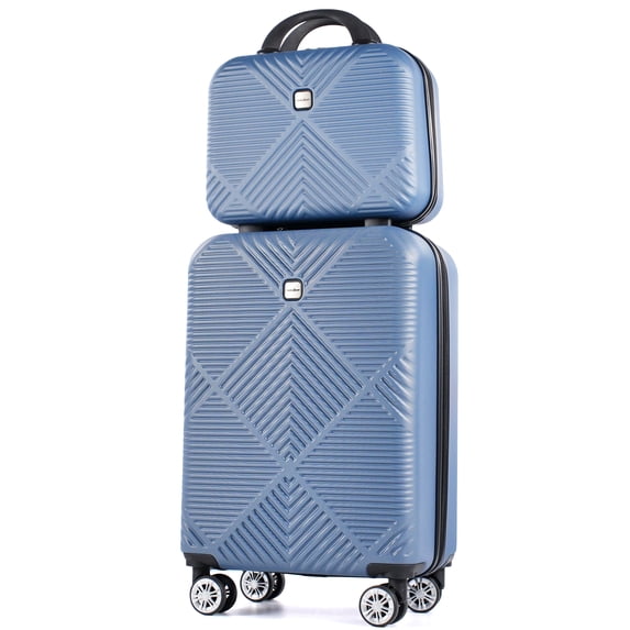Tripcomp Luggage Sets 2 Piece Suitcase Set (14/20/)Hardside Suitcase with Spinner Wheels Lightweight Carry On Luggage(Blue)