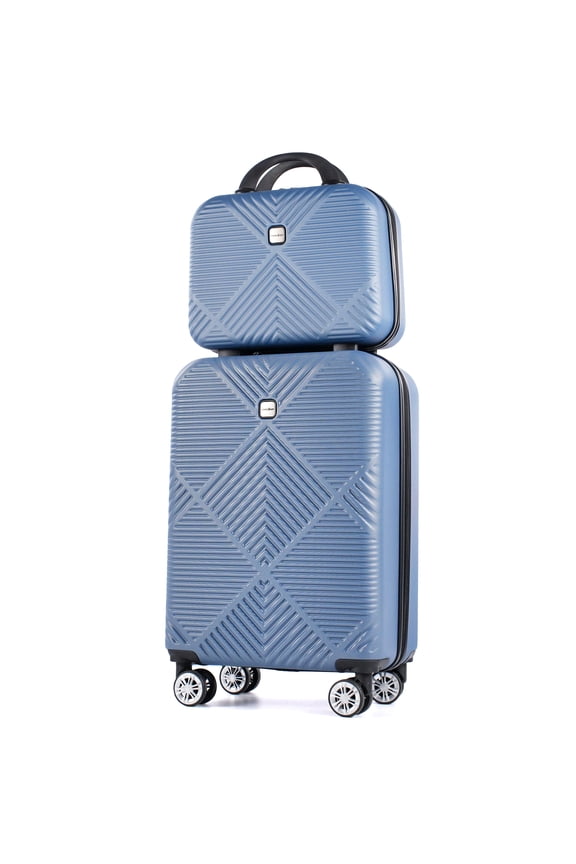 Luggage Sets 2 Piece Suitcase Set (14/20/)Hardside Suitcase with Spinner Wheels Lightweight Carry On Luggage(Blue)