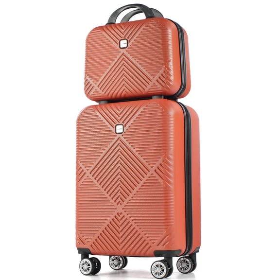 Tripcomp Luggage Sets 2 Piece Suitcase Set (14/20/)Hardside Suitcase with Spinner Wheels Lightweight Carry On Luggage(Dark Orange)
