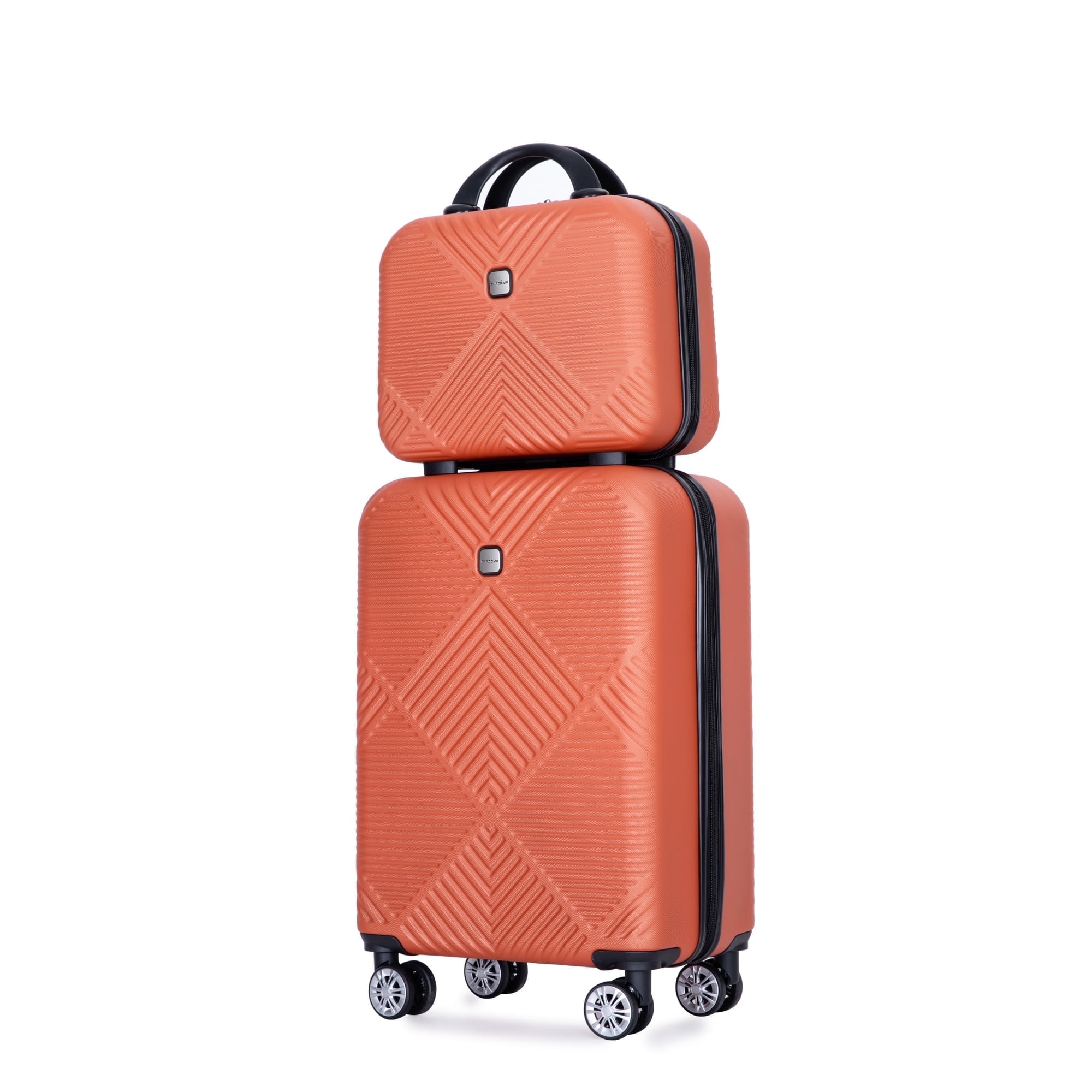 Tripcomp Luggage Sets 2 Piece Suitcase Set (14/20/)Hardside Suitcase with Spinner Wheels Lightweight Carry On Luggage(Dark Orange)