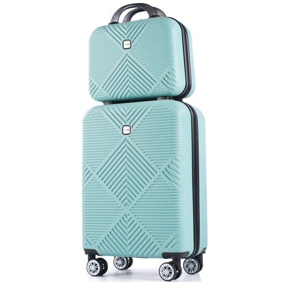 Tripcomp Luggage Sets 2 Piece Suitcase Set (14/20/)Hardside Suitcase with Spinner Wheels Lightweight Carry On Luggage(Light Blue)