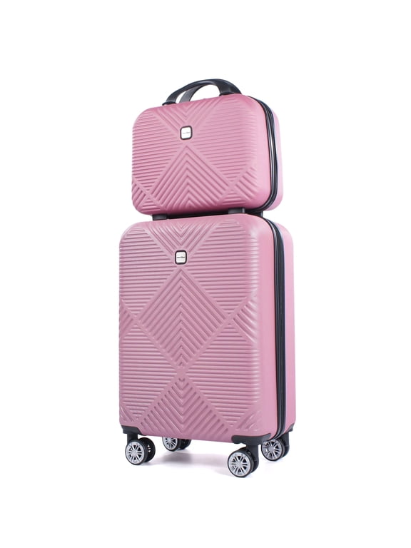 Luggage Sets 2 Piece Suitcase Set (14/20/)Hardside Suitcase with Spinner Wheels Lightweight Carry On Luggage(Pink)
