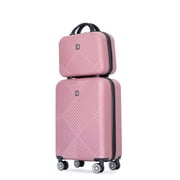 TRIPCOMP Luggage Sets 2 Piece Suitcase Set (14/20/)Hardside Suitcase with Spinner Wheels Lightweight Carry On Luggage(Pink)