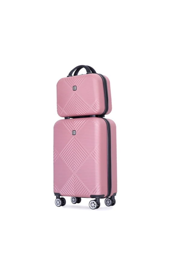 Luggage Sets 2 Piece Suitcase Set (14/20/)Hardside Suitcase with Spinner Wheels Lightweight Carry On Luggage(Pink)