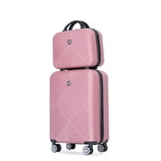 Tripcomp Luggage Sets 2 Piece Suitcase Set (14/20/)Hardside Suitcase with Spinner Wheels Lightweight Carry On Luggage(Pink)