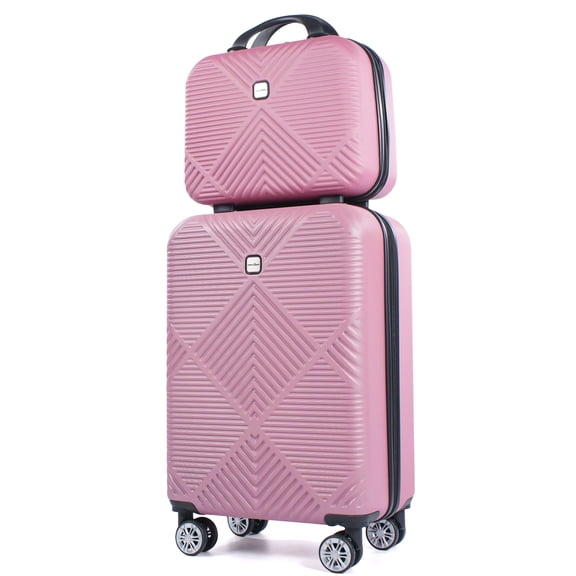 Tripcomp Luggage Sets 2 Piece Suitcase Set (14/20/)Hardside Suitcase with Spinner Wheels Lightweight Carry On Luggage(Pink)