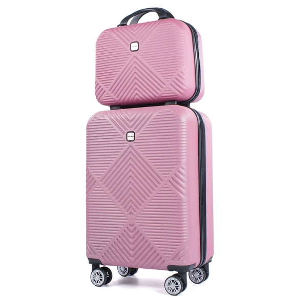 Tripcomp Luggage Sets 2 Piece Suitcase Set (14/20/)Hardside Suitcase with Spinner Wheels Lightweight Carry On Luggage(Pink)