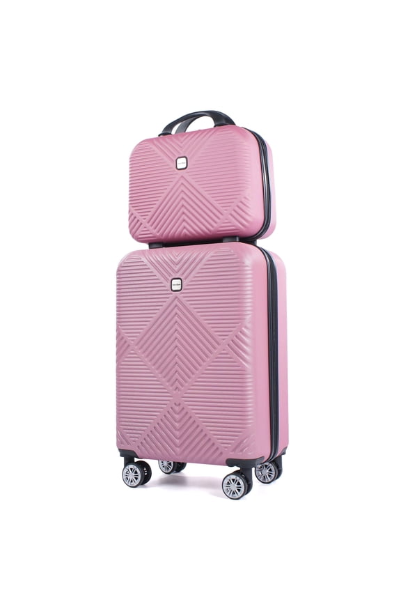 Luggage Sets 2 Piece Suitcase Set (14/20/)Hardside Suitcase with Spinner Wheels Lightweight Carry On Luggage(Pink)