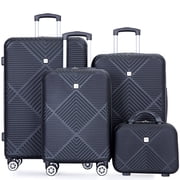 Tripcomp Luggage Sets 4 Piece Suitcase Set 14/20/24/28Hardside Suitcase with Spinner Wheels Lightweight Carry on LuggageBlack